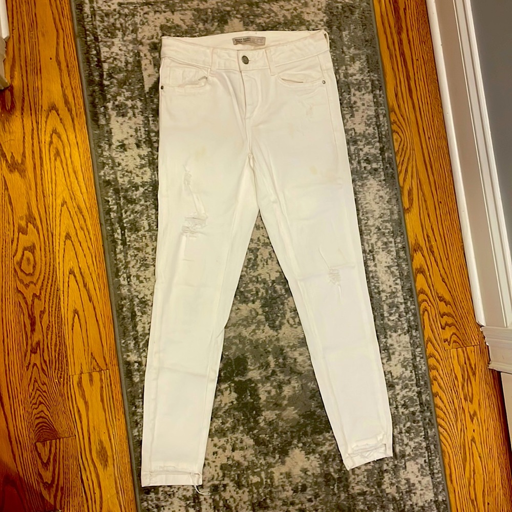 Zara Basic White Denim Jeans
